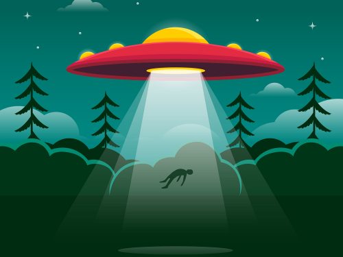 UFO Abduction Concept Free Vector Illustration
