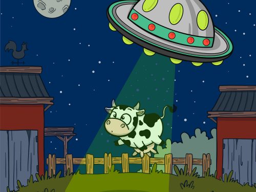 UFO Abduction Concept Free Vector Illustration