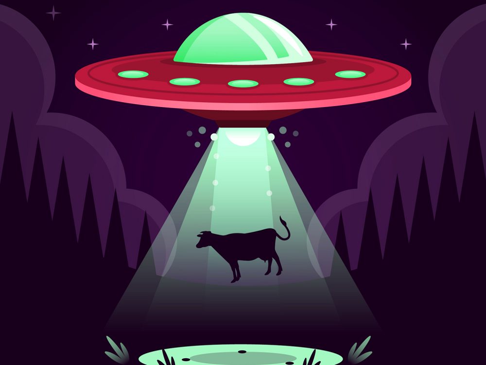 UFO Abduction Concept Free Vector Illustration