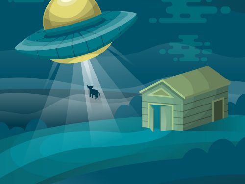 UFO Abduction Concept Free Vector Illustration