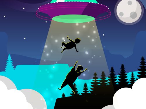 UFO Abduction Concept Free Vector Illustration