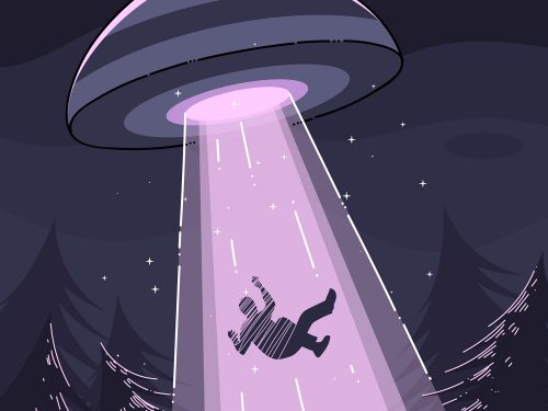 UFO Abduction Concept Free Vector Illustration