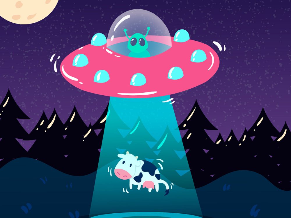 UFO Abduction Concept Free Vector Illustration