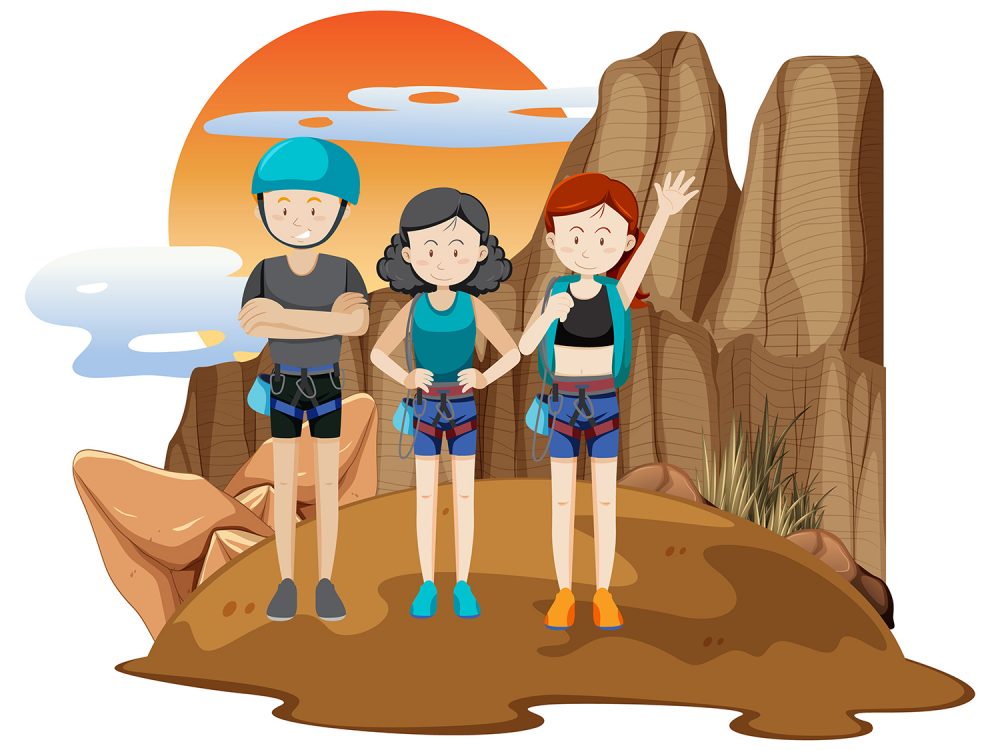 People Climbing Rocky Moutain Illustration