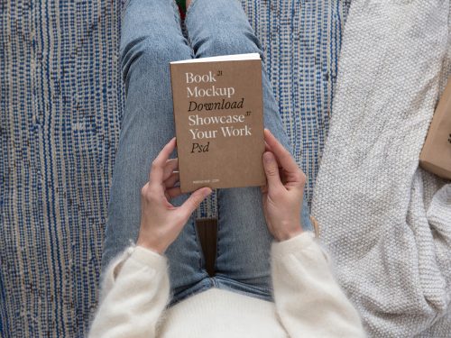 Book Cover in Women Hands Mockup