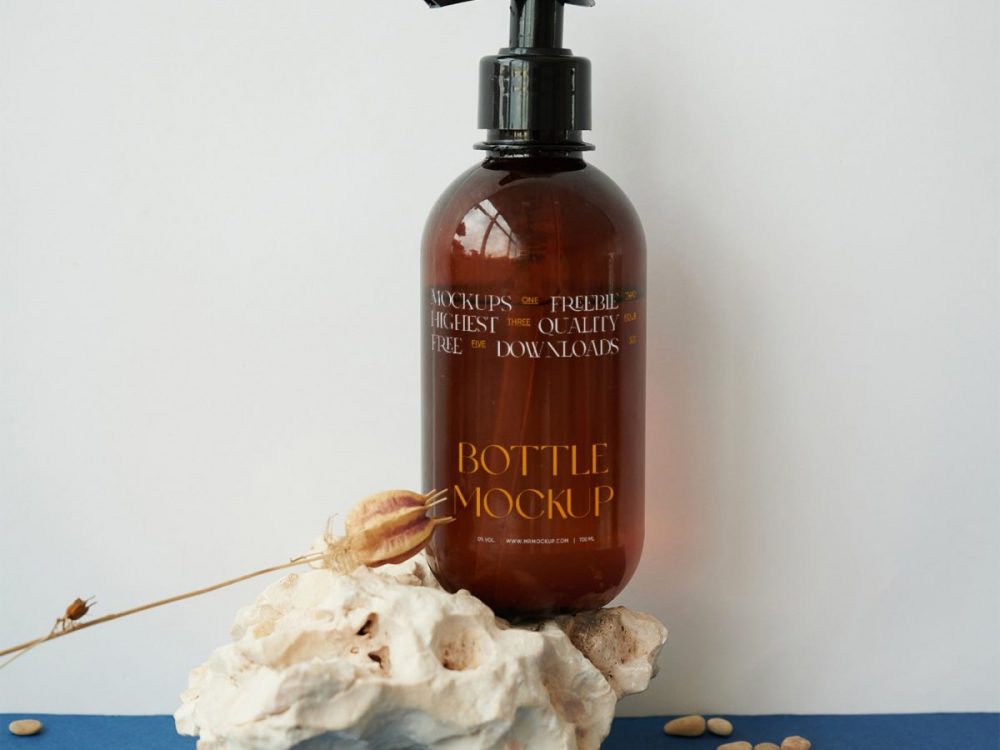 Bottle on Stone PSD Mockup