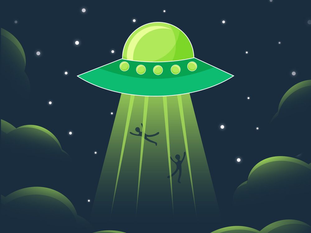 Classic Ufo Abduction Concept Illustration