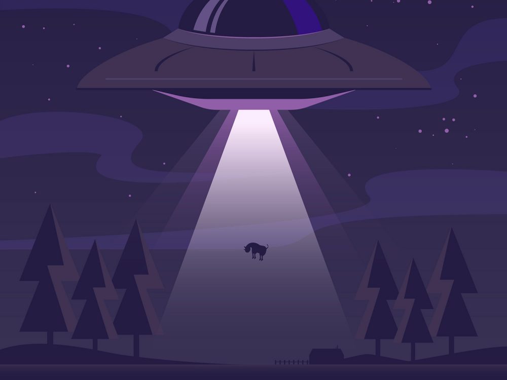 Classic Ufo Abduction Concept Illustration