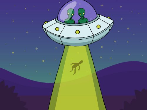 Classic Ufo Abduction Concept Illustration