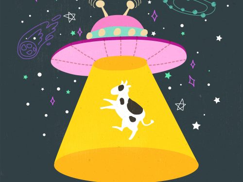 Classic Ufo Abduction Concept Illustration