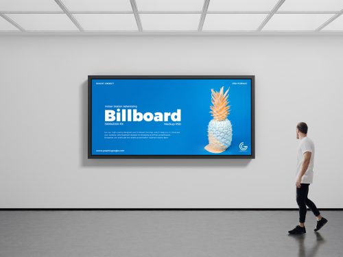 Free Indoor Station Advertising Billboard Mockup