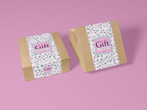Free Craft Paper Gift Box Mockup