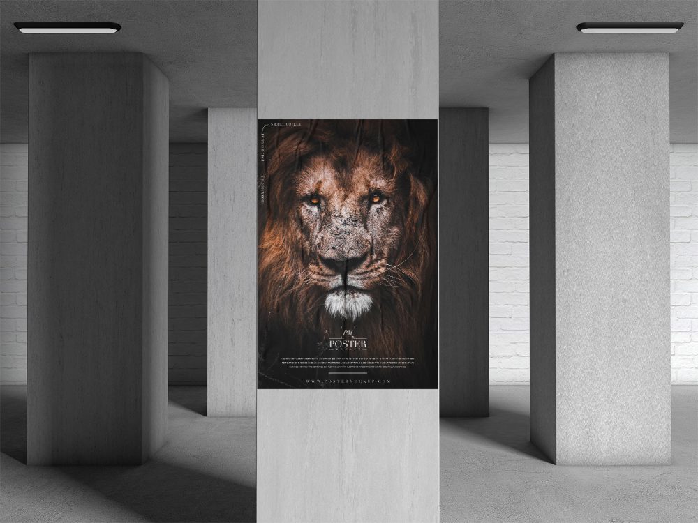 Free Underground Pillar Poster Mockup PSD