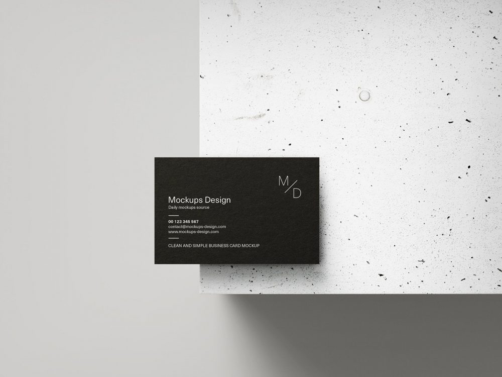 Business Cards on Concrete Cube Mockup
