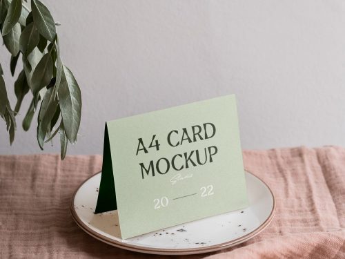 Invitation Card on Plate Mockup