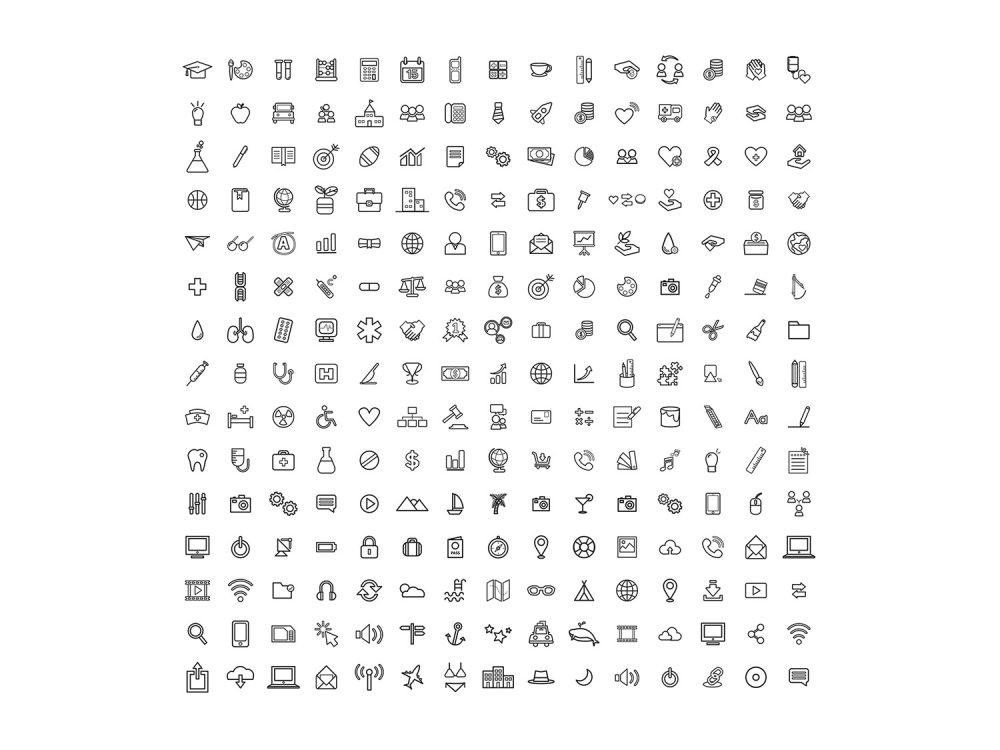 Mixed Travel Medical Finance Icons