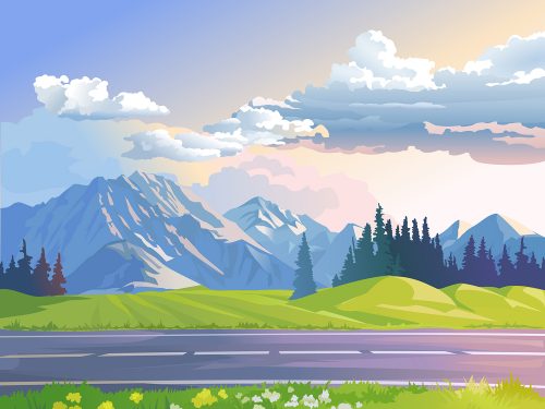 Mountain Landscape Free Vector Illustration