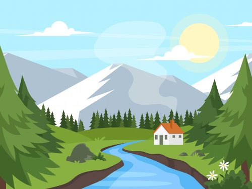 Mountain Landscape Free Vector Illustration