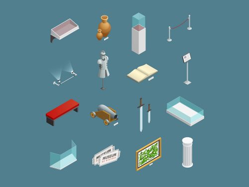 Museum Exhibits Vector Icons