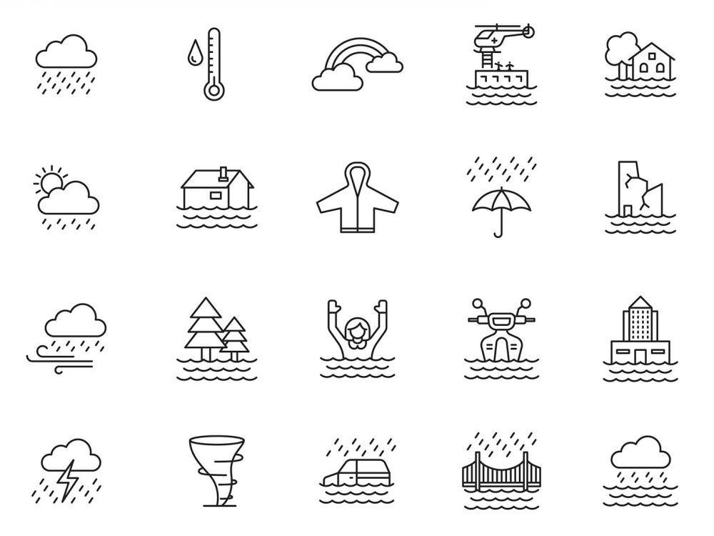 Rain & Flood Free Vector Icons