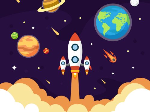 Space With a Rocket Background