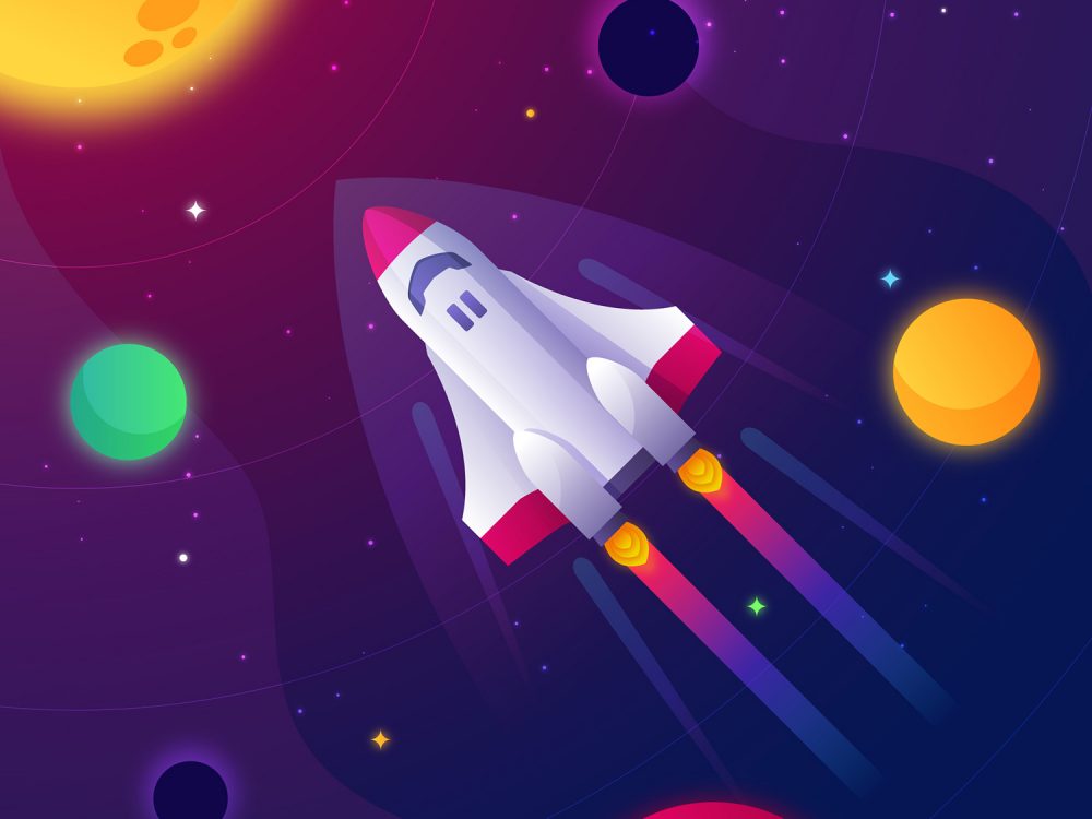 Space With a Rocket Background
