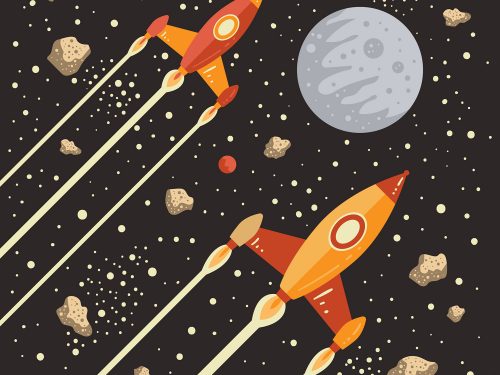 Space With a Rocket Background