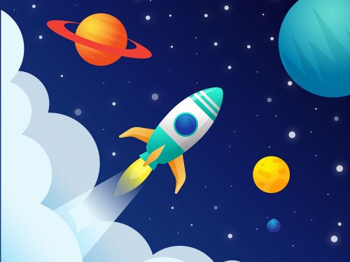 Space With a Rocket Background