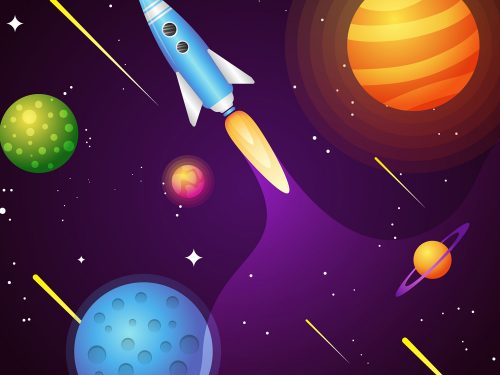 Space With a Rocket Background