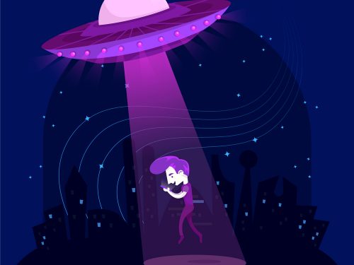 UFO Abduction Concept Free Vector Illustration