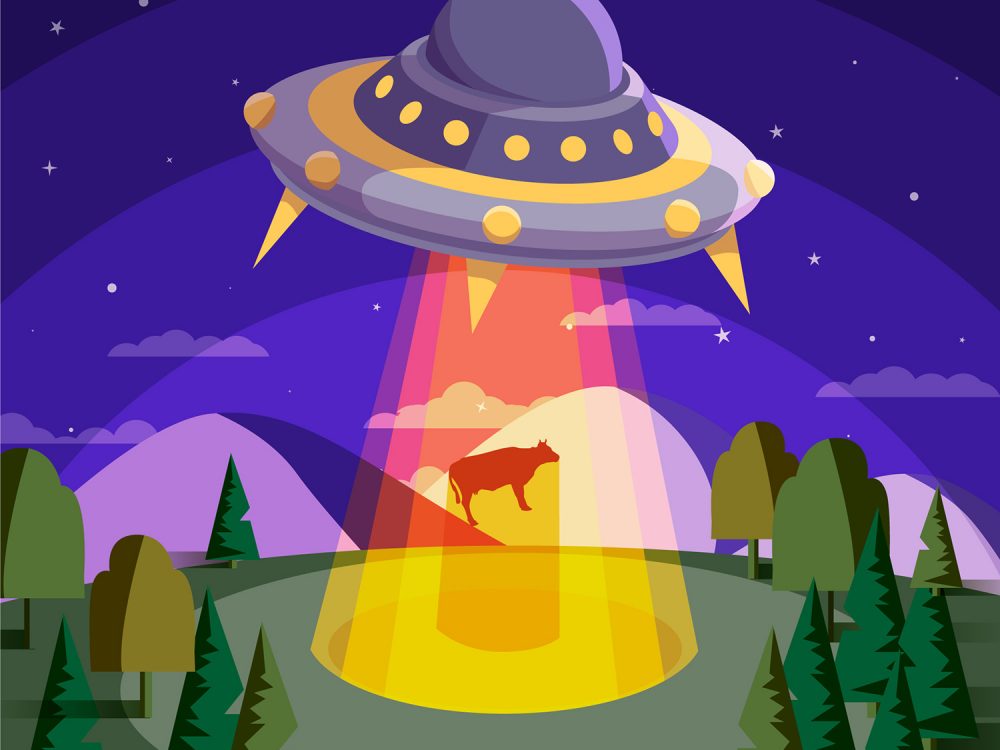 UFO Abduction Concept Free Vector Illustration