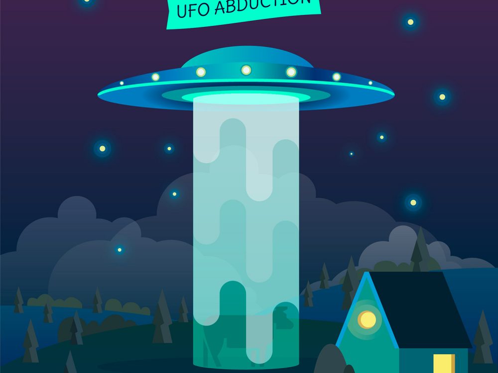 UFO Abduction Concept Free Vector Illustration