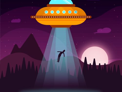 UFO Abduction Concept Free Vector Illustration