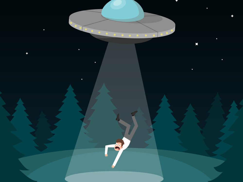 UFO Abduction Concept Free Vector Illustration