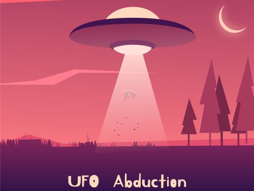 UFO Abduction Concept Free Vector Illustration