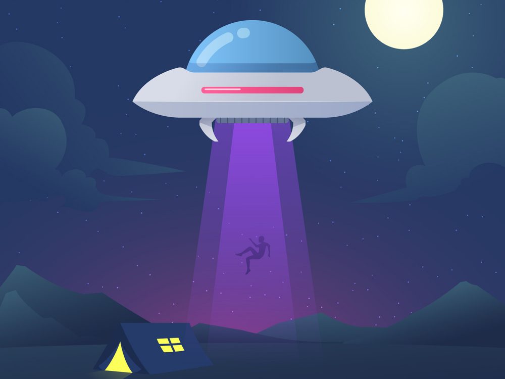 UFO Abduction Concept Free Vector Illustration