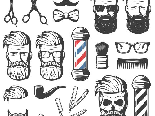 Vintage Barber Icons Set
