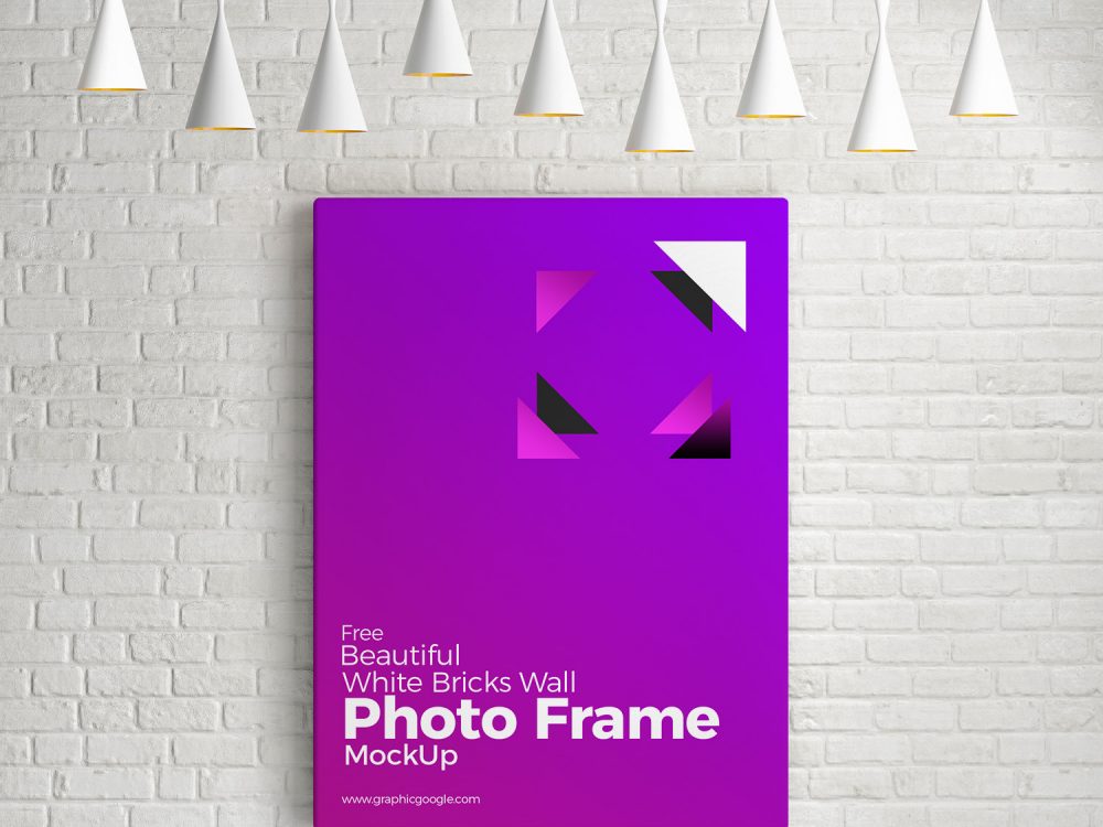 White Bricks Wall Photo Frame Free Mockup
