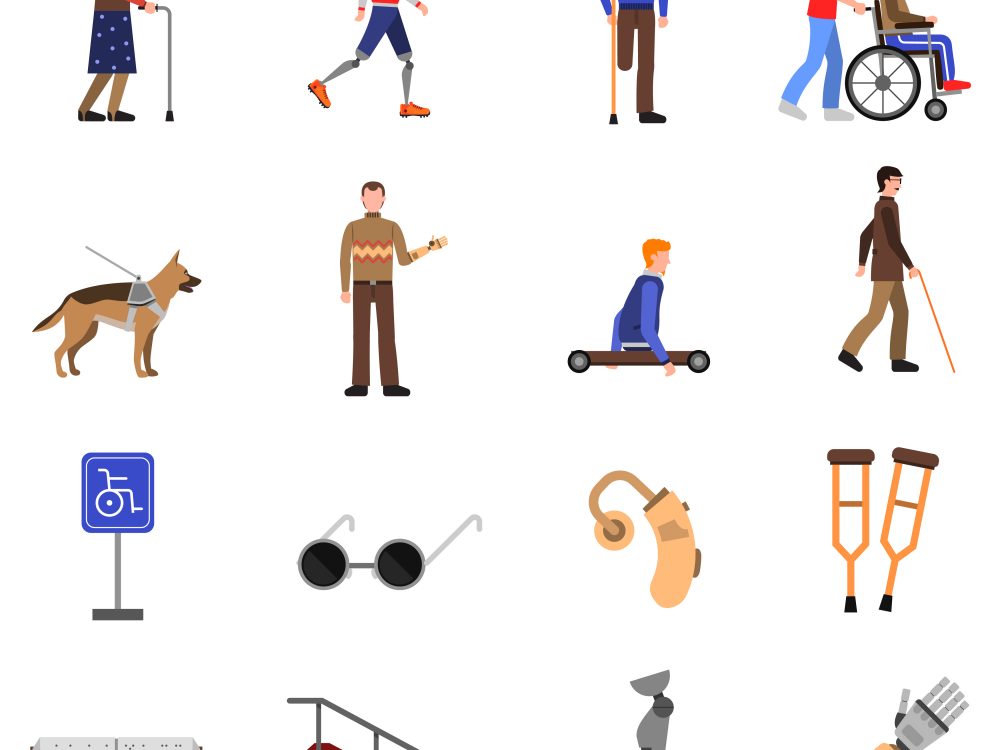 Disabled Handicapped People Flat Icons
