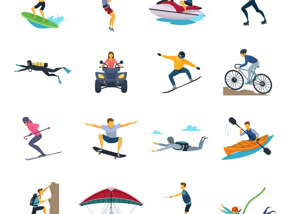 Extreme Sports Activities Free Vector Icons
