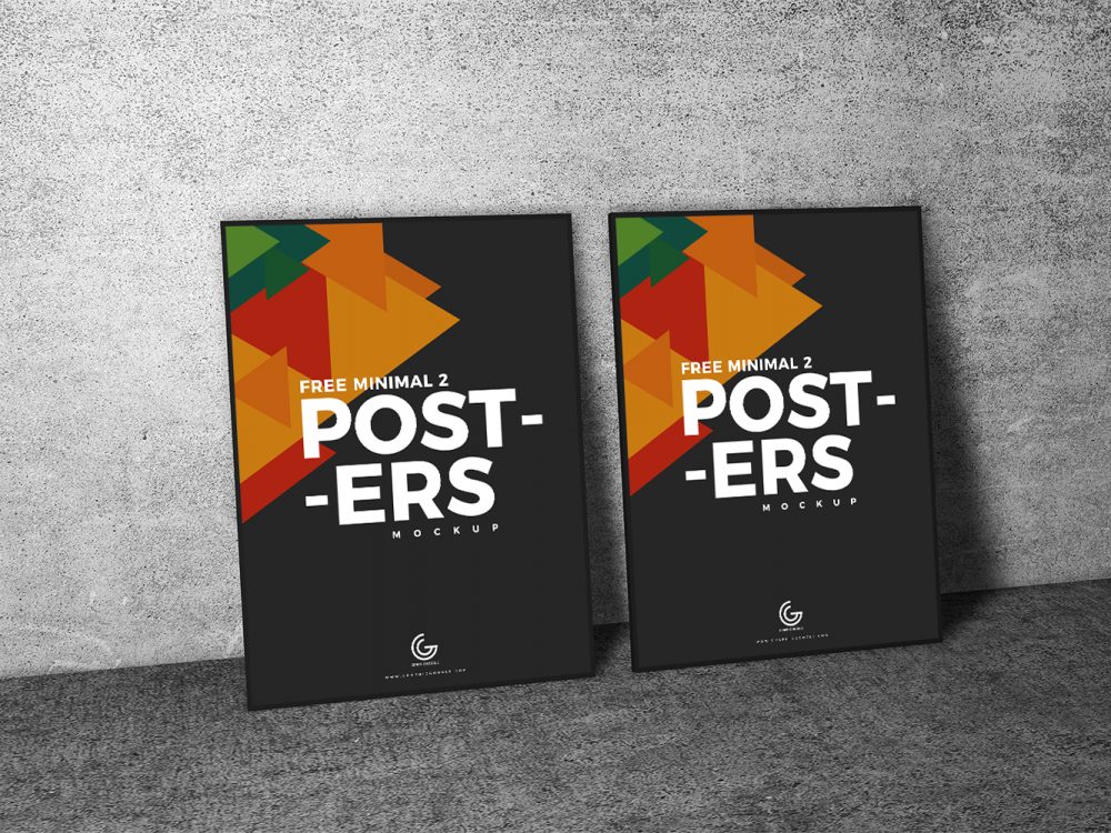 Free Minimal 2 Posters Mockup