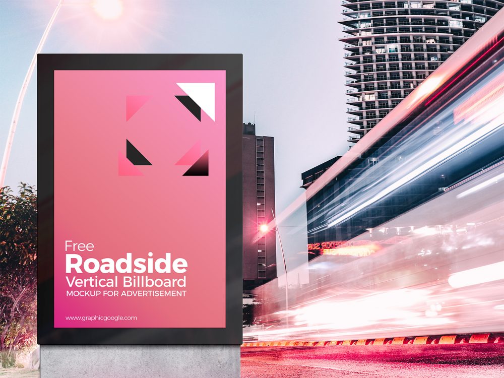 Roadside Vertical Billboard Mockup