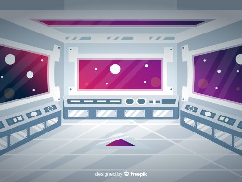 Space Ship in Outer Space Background