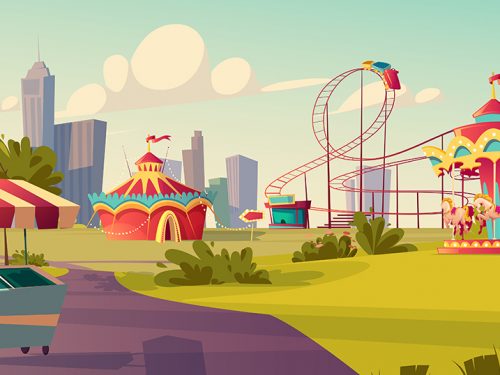 Amusement Park Vector Illustration
