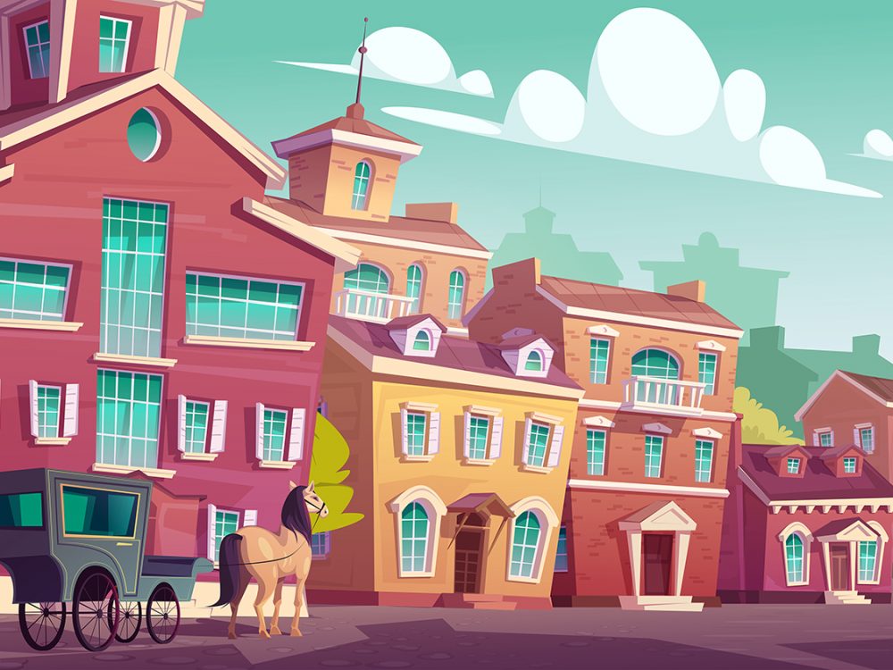 Empty Antique Street Illustration