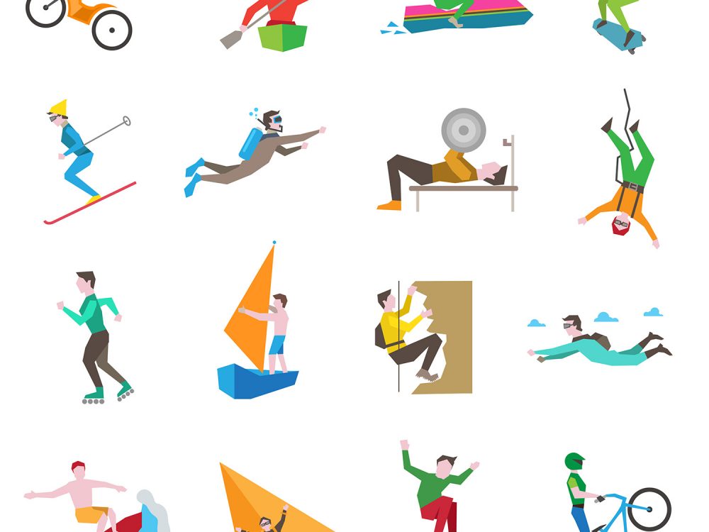Extreme Sports Activities Free Vector Icons