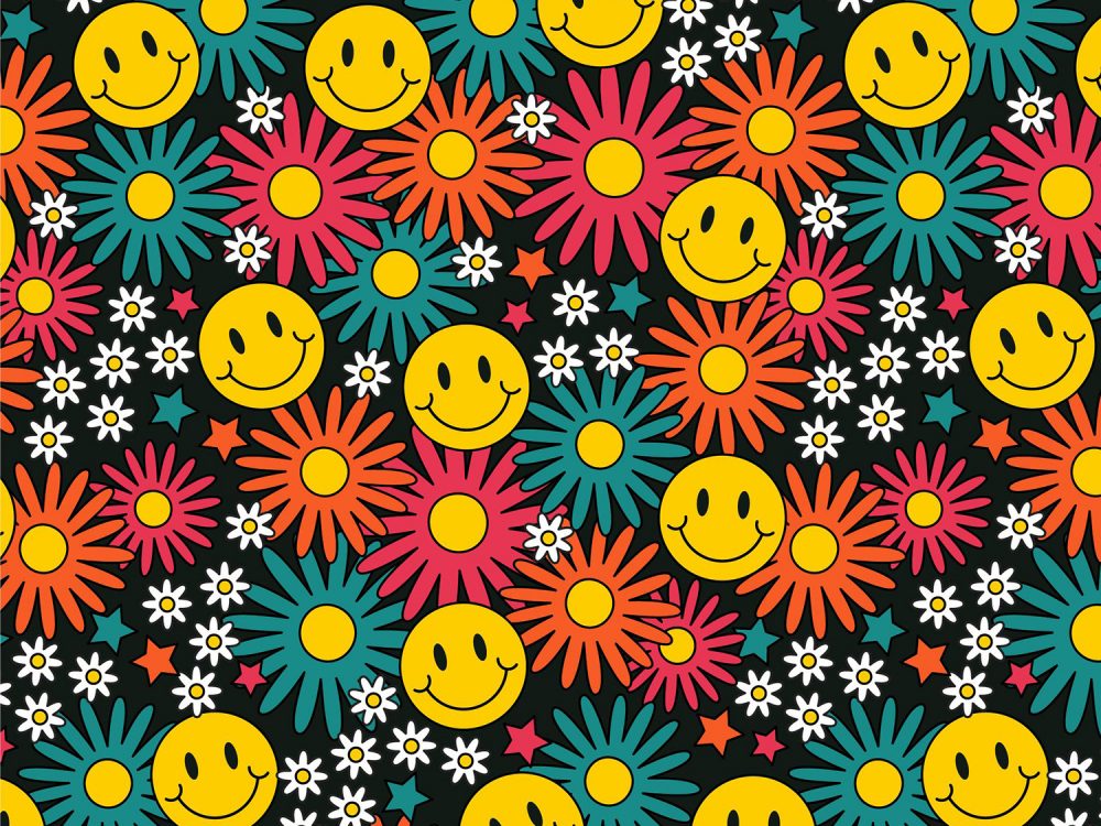 Colorful Groovy Floral Free Vector Pattern