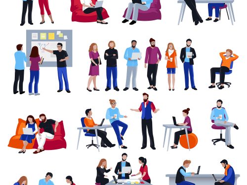 Coworking People Isolated Free Icons Set