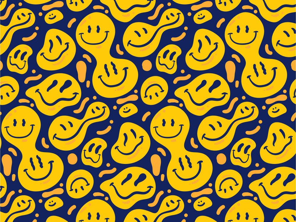 Distorted Smile Emoticon Free Vector Pattern