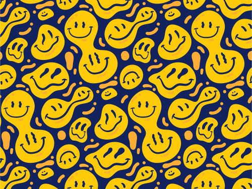 Distorted Smile Emoticon Free Vector Pattern